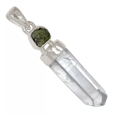 Natural Lemurian Quartz & Moldavite 925 Silver Pendant Jewelry ALLP-24550 • $17.99