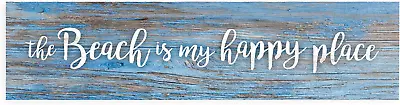 P. Graham Dunn Beach Is My Happy Place Blue Distressed 6 X 1.5 Mini Pine Wood Ta • $13.17