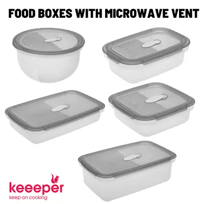 Keeeper Plastic Food Storage Boxes Bowls Freezer Safe Microwave Vent 5 Models • £2.35