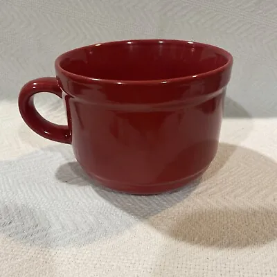 Red Extra Wide Mug 3x5 Soup Bowl Maroon Thick Ceramic Heavy Solid Lrg Coffee Cup • $9.50