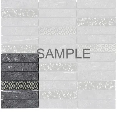 Raw Black Marquina Concrete Marble Stone Mosaic Tile Stacked Backsplash • $2.99