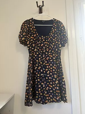 WOMEN'S MADEWELL Floral Navy Dress - SIZE 4 • $11