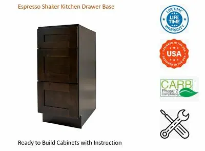 $269 • Buy Espresso Shaker Kitchen Drawer Base Cabinet