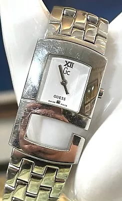 Guess Collection GC Swiss Made Rectangle Case Silver Tone Watch • $52.49