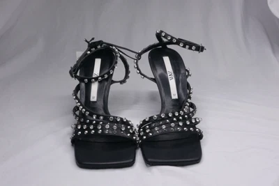$55 • Buy ZARA Woman High Heel Studded Jewel Sandals Shoes