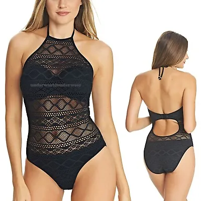 Freya Sundance High Neck Cutout Underwired Swimsuit 3974 Black • £27.99