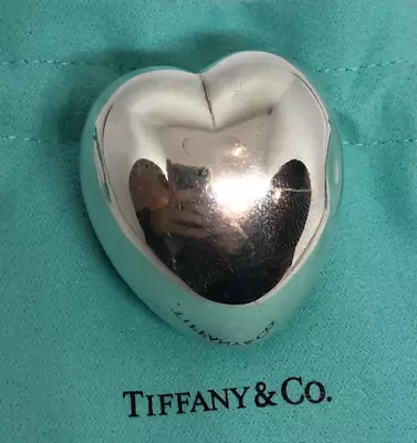 Rare Vintage Tiffany & Co Sterling Silver Puffy Heart Pill Box Collectible • $349.99