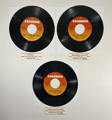 Johnny Cash June Carter Family - We're In Love 7  45 Vinyl 3 Lot Jukebox Strips • $16.99