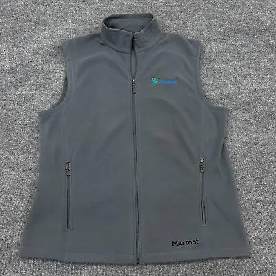 Marmot Fleece Vest Mens XL Gray Full Zip Pockets Lightweight Hiking LOGO • $19.95