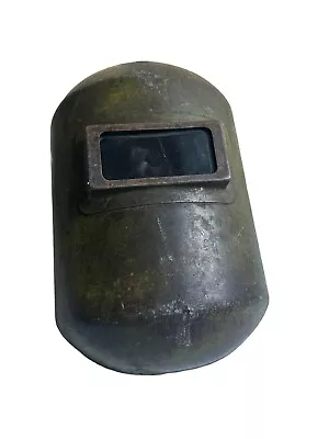 Vintage Army Green Riveted Welding Mask Helmet Hood Sheild • $50