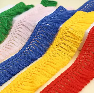 5 Yards Cotton Tassel Fringe Lace Trim Garment Curtain Sewing Decorative 4cm • $5.86