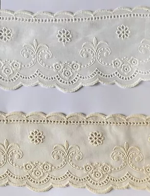 Cotton Embroidered Lace Fabric Trim 1 Yard Width 10 Cm • £5.99