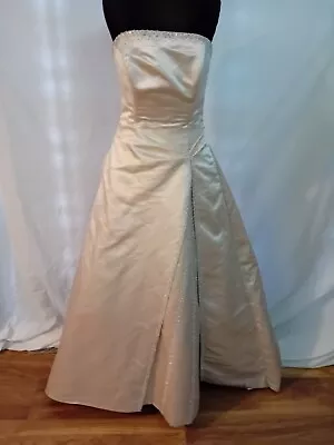 Wedding Dress Size 10 Champagne Satin Maggie Sottero Check Measurements U • £55