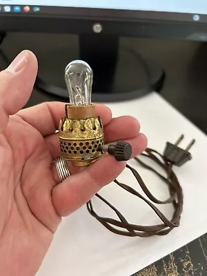 Old Leviton 11/16 Threaded Base Miniature Oil Lamp Electrified Brass Burner Cord • $15.95