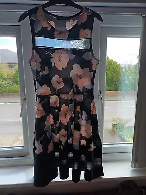 Cameo Rose New Look Ladies' Size 12 Black Flowery Dress Lovely Condition  • £2