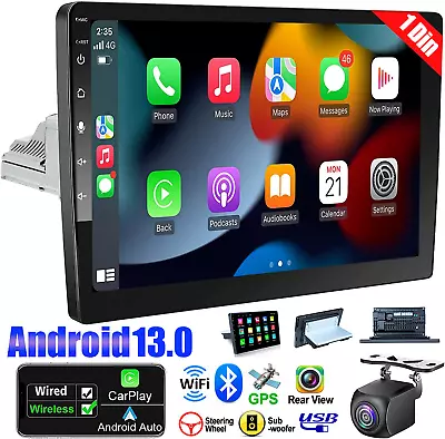 Single 1 Din Android 13 Carplay 10.1  Car Stereo Radio GPS WIFI W/ Backup Camera • $73.05