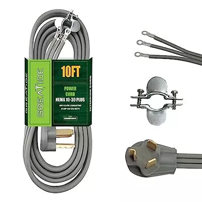 3 Prong Dryer Cord 10 Ft 10/3 Srdt 30amp Appliance Extension Power Cord Nema 103 • $32.79