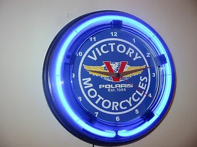Victory Motorcycle Garage Man Cave Bar Neon Wall Clock Advertising Sign • $109.99