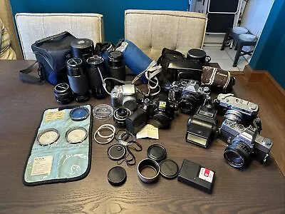 Large Vintage Camera Lot Canon Yashica Minolta Sony Vivatar Beston Hoya Untested • $79.99