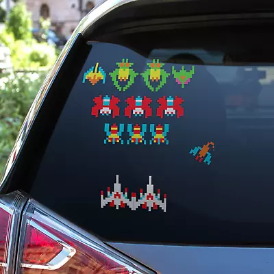 80s Galaga Arcade Sprites Vinyl Decals For Car Windshield Laptop Or Anywhere • $3