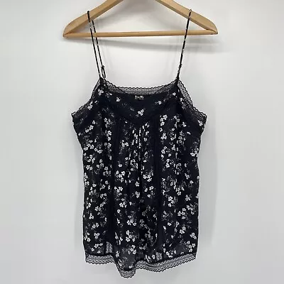 Miss Me Tank Top Size Medium Floral Lace Embroidered Trim Spaghetti Strap  • $19.88