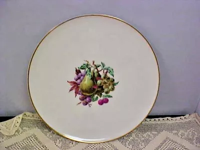 Embassy Platter Fruit Pear Grapes USA Vitrified China Gold Rim Made USA Used • $6.93