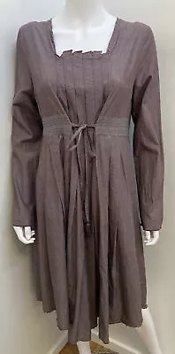 New! EWA I WALLA  [sz S] Brown Pinstripe Cotton Lagenlook Dress • $168