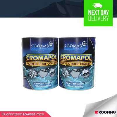 £67.99 • Buy 2 X Cromapol 5KG | Acrylic Roof Coat | Roof Paint Sealant | Waterproof | 10kg