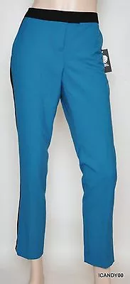 Nwt Vince Camuto Colorblock Slim Fit Ankle Pants Trousers Teal/Black Stripe 8 • $39.99