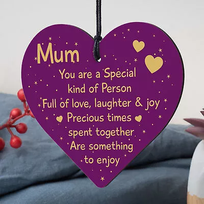 Special Mum Gifts From Son Daughter Birthday Christmas Wood Heart Mum Poem • £3.95