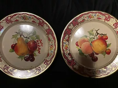 Mid Century Antique Daher Decorated Ware Metal Hand Painted Fruit Plates Holland • $8.60