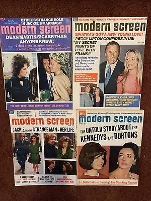 MODERN SCREEN Magazine Lot Of 4 Sinatra JFK JACKIE O LIZ TAYLOR 1970s Magazines • $25