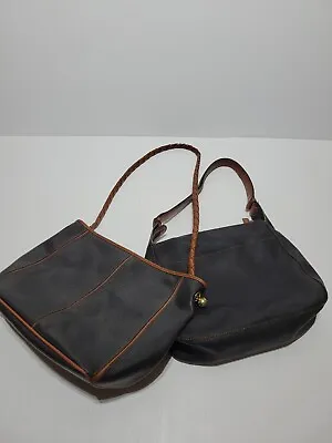 2 Bottega Veneta Vintage Marco Polo Black And Brown Leather Tote Bag Purse  • $275
