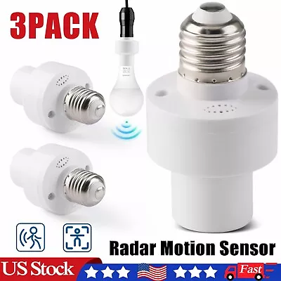 E27 Radar Motion Sensor Light Holder Detector Base Lamp Switch Bulb Socket 3Pack • $14.99