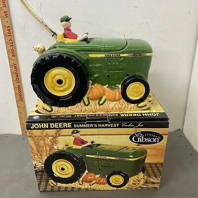 2002 John Deere Summer's Harvest 8  Cookie Jar By Gibson - Farmer Yellow Lab Dog • $48.99