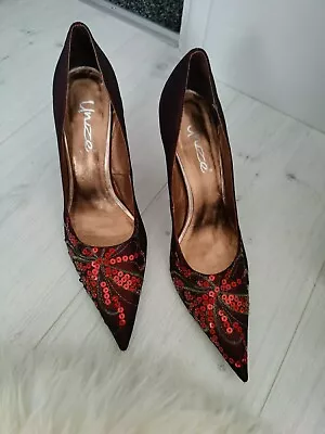 Unze Maroon Size 5 Wedding Party Heels With Sequins • £25