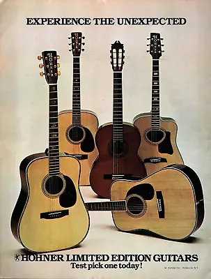 Vtg 1970s HOHNER LIMITED EDITION ACOUSTIC GUITARS MAGAZINE PRINT AD PInup Page • $7.99