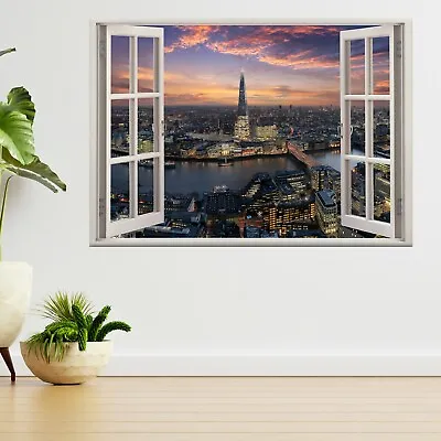 Tower Bridge Shard Skyline London 3d Window View Wall Sticker Poster Decal A332 • £13.99