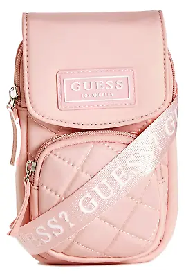 GUESS LOGO PHONE CROSSBODY SHOULDER BAG HANDBAG Pink Nylon BNWT New AUTHENTIC • $64.95