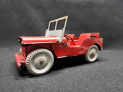 Marx Jeep Willys Pressed Steel In Red With Silver Wheels • $75