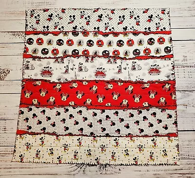 New Handmade Mickey And Minnie Mouse Rag Quilt Car Seat Stroller Playmat • $55