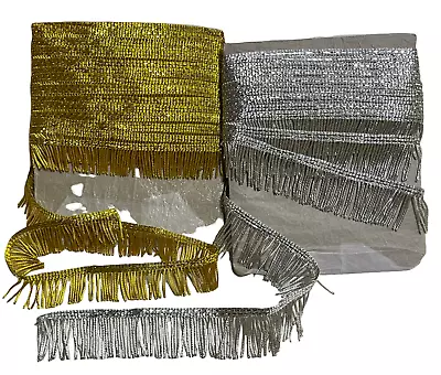 Golden & Silver Bullion Wire Fringe Width Size : 4cm & 3CM  ( Price Per Metre ) • £14.99