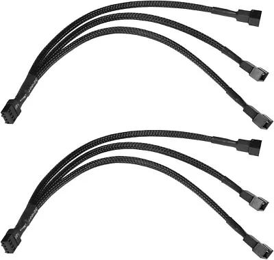 2 Pack 1 To 3 Converter PWM Fan Splitter Cable For PC Case 4-Pin / 3-Pin Fan • $9.99