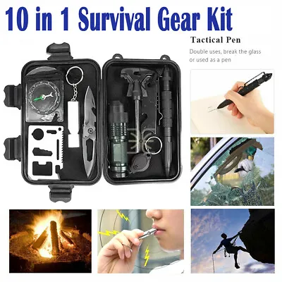 10 In 1 Survival Kit Tools Tactical Camping Emergency Outdoor Military EDC Gear • $16.85