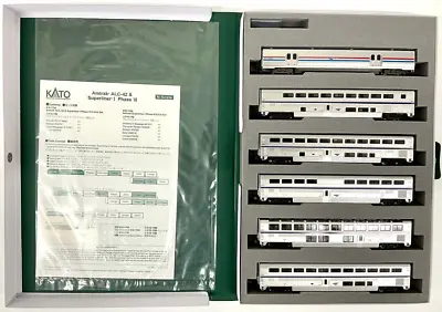 KATO 101789 N Scale Amtrak Superliner I II Phase VI Bookcase 6 Car Set 10-1789 • $158.75