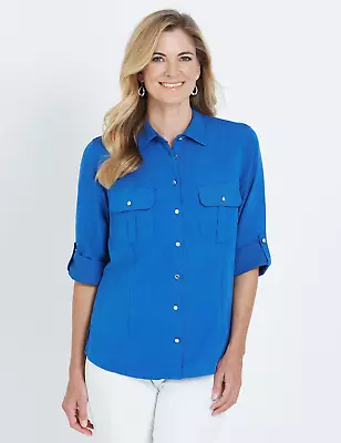 Noni B - Womens Summer Tops - Blue Blouse / Shirt - Smart Casual Office Clothing • $13.49