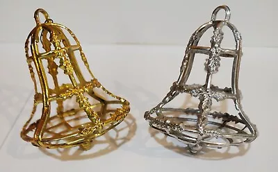 Vintage Plastic Lattice Christmas Bell Ornaments Silver + Gold • $7.50