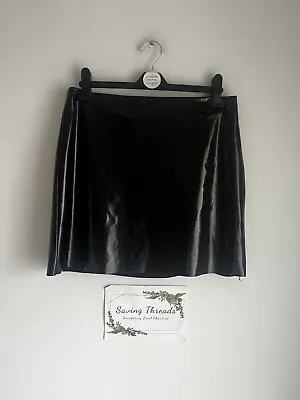 Black Shiny Faux Leather Mini Skirt H&M Size L (Approx 14)🍃benefits Charity🍃 • £5