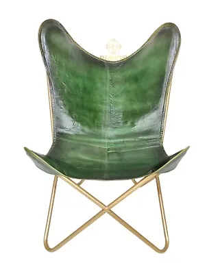 $214.03 • Buy Genuine Leather Green Butterfly Chair - Handmade Living Room Decor Chair PL2-59