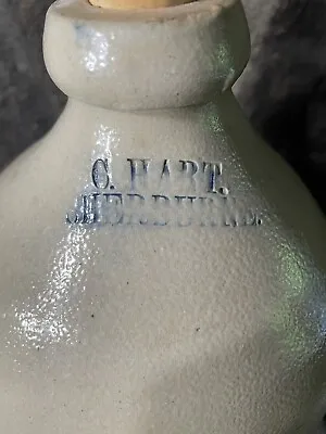 1800's Beautiful C Hart Sherburne Cobalt Salt Glazed Stoneware Jug 11 1/2 Inches • $95